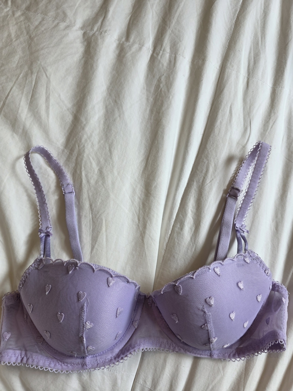 PINK/Victoria's Secret - Lavender Heart Embroidered Balconette Bra - 34A